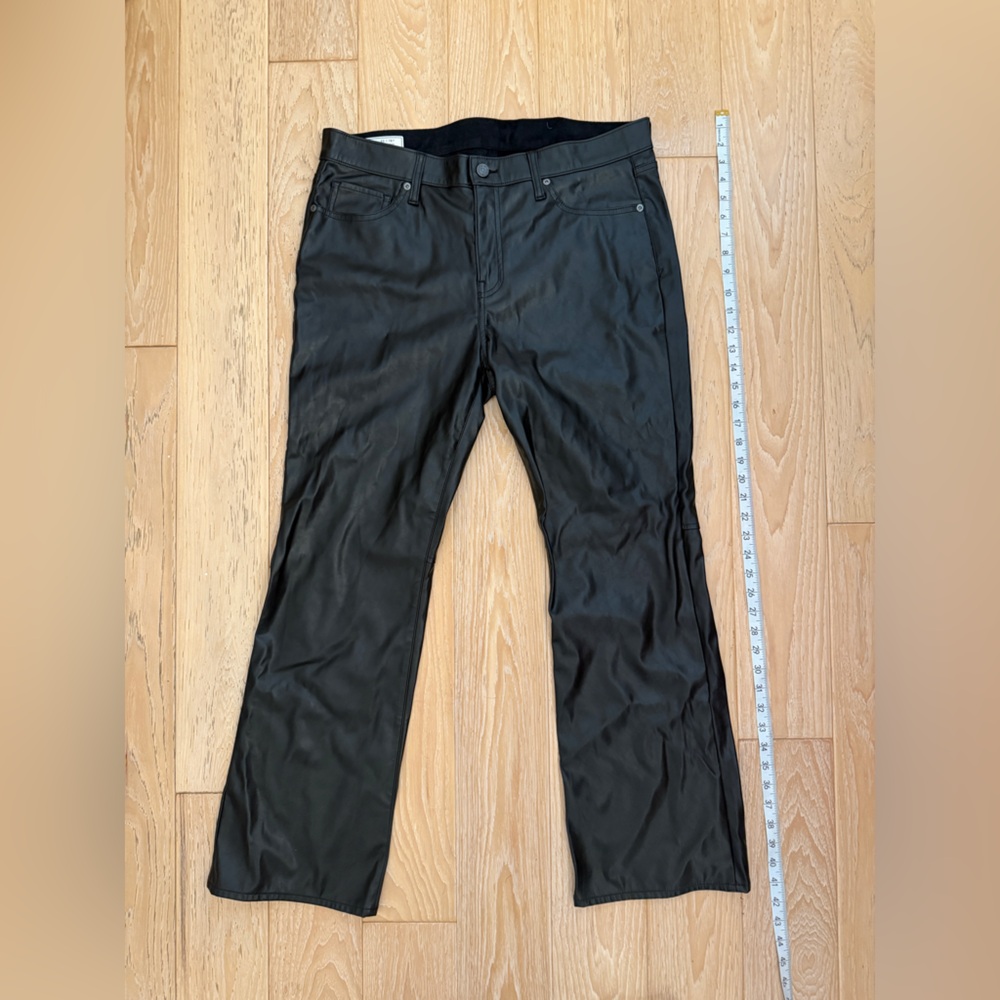 Gap Vegan leather baby boot cut pants black size 16 Short biker edge grunge glam - Picture 6 of 8